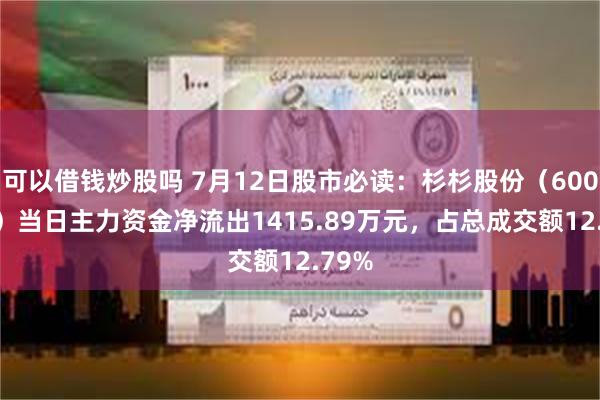 可以借钱炒股吗 7月12日股市必读：杉杉股份（600884）当日主力资金净流出1415.89万元，占总成交额12.79%