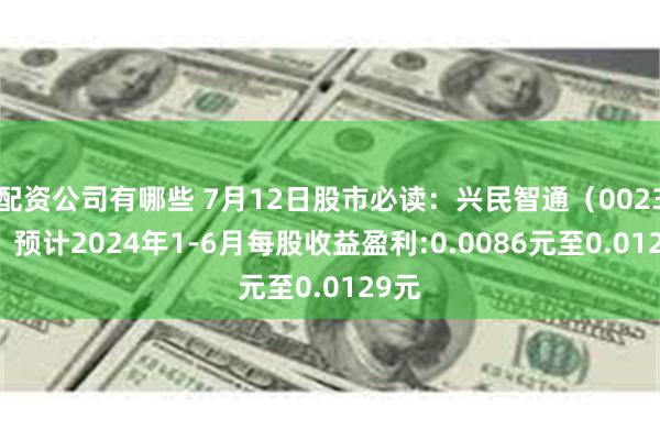 配资公司有哪些 7月12日股市必读：兴民智通（002355）预计2024年1-6月每股收益盈利:0.0086元至0.0129元